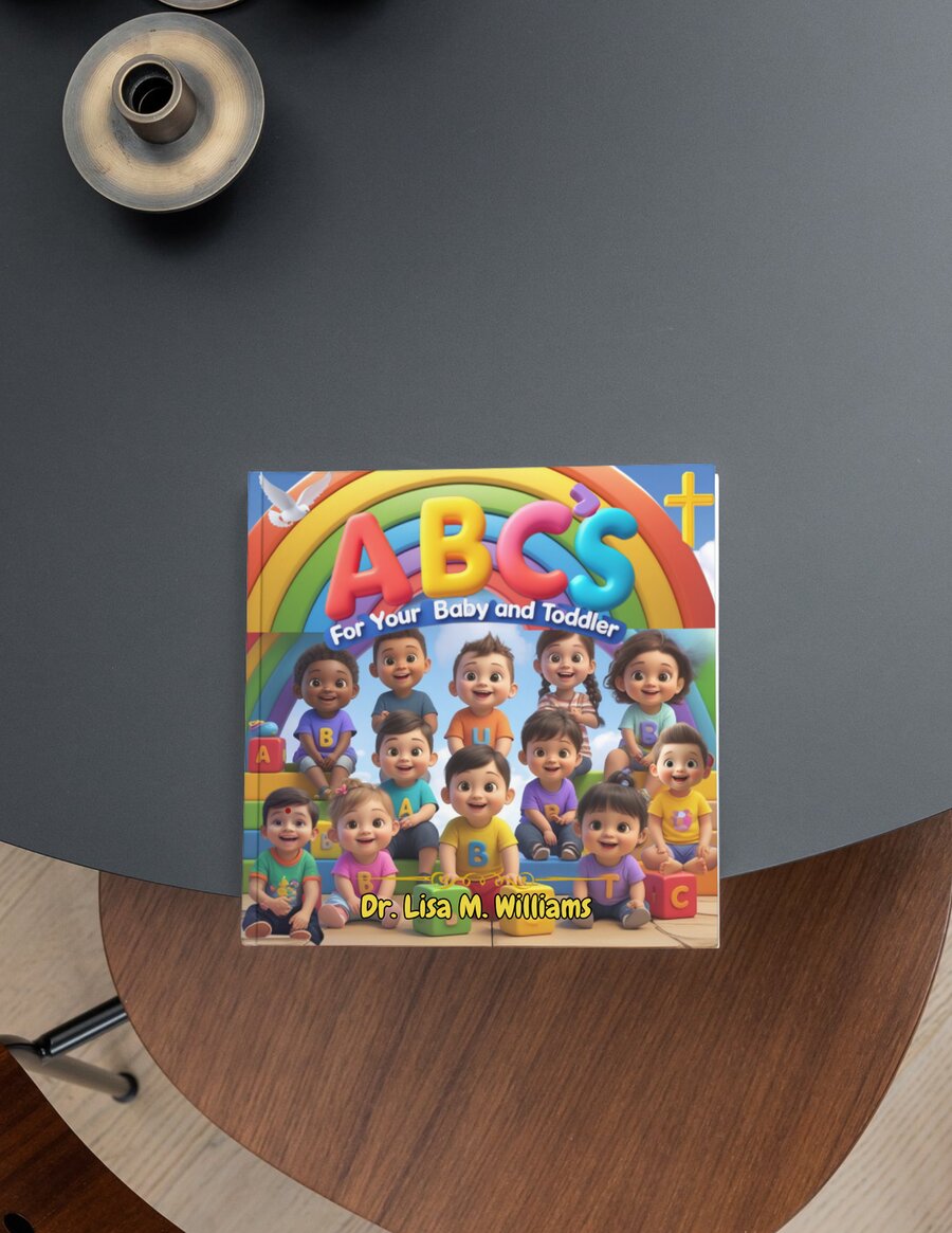 ABC's For Your Baby and Toddler book cover, children under a rainbow
